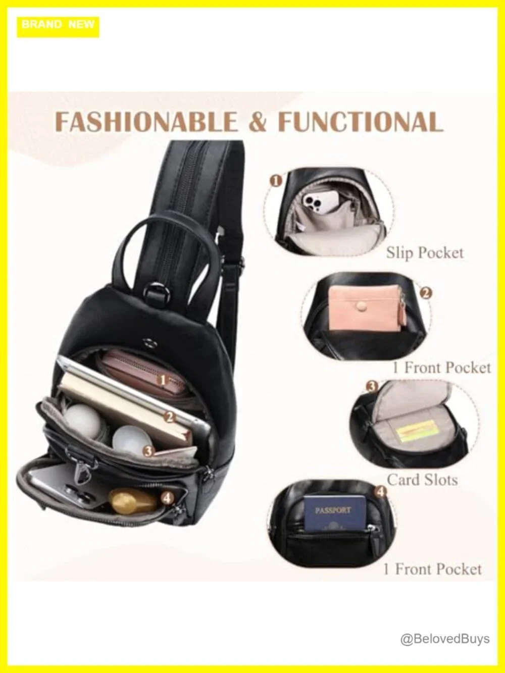 Convertible PU Faux Leather Anti Theft Sling Backpack Purse with Shoulder Strap